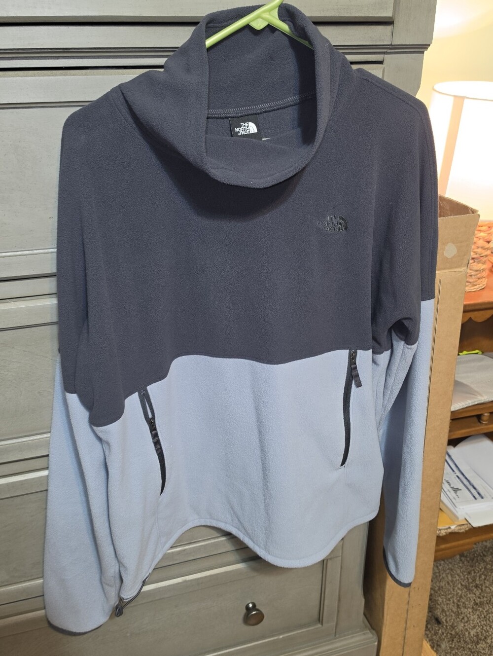 The North Face Two-Tone Fleece Pullover - Black & Light Blue - Picture 1 of 4